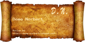 Deme Norbert névjegykártya